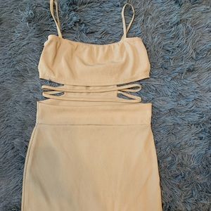 Pretty Little Thing Tan Strapped Mini Dress